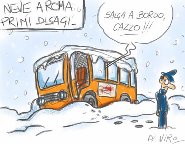 Neve a Roma, primi disagi. Salga a bordo, cazzo!