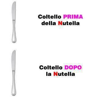 Coltello e Nutella: prima e dopo