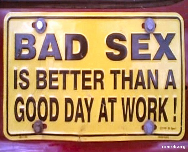 Bad sex is better than a good day at work